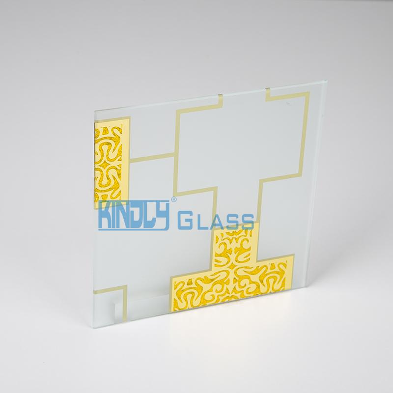 24K Glod Coated + Pickling Glue Chip Jacquard Glass B